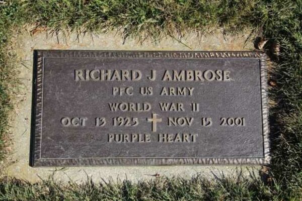 RICHARD J AMBROSE MEMORIAL CEMETERY STONE