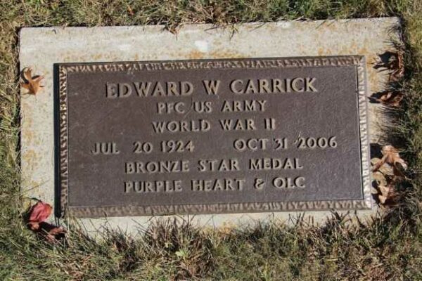 EDWARD W CARRICK MEMORIAL CEMETERY STONE