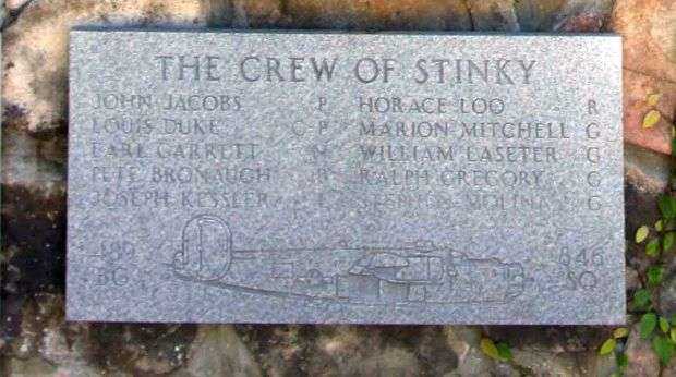 “THE CREW OF STINKY” B-24 WAR MEMORIAL PLAQUE
