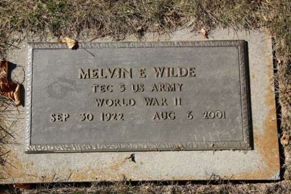 MELVIN E. WILDE MEMORIAL CEMETERY STONE