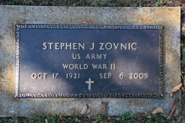 STEPHEN J ZOVNIC MEMORIAL CEMETERY STONE