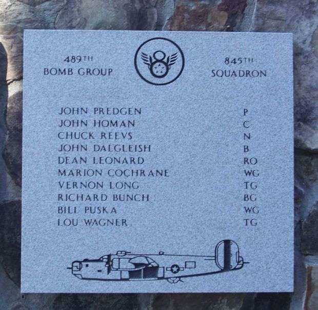 JOHN PREDGEN PILOT B-24 WAR MEMORIAL PLAQUE