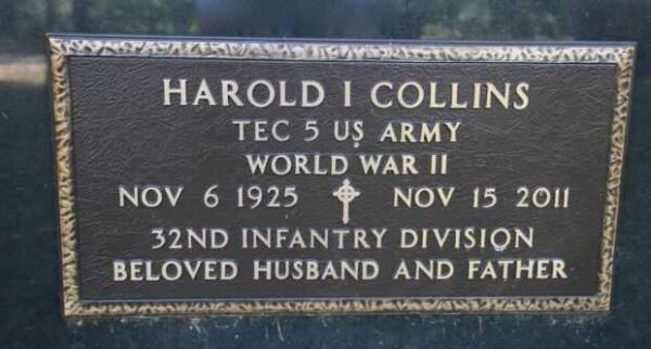 HAROLD I COLLINS MEMORIAL CEMETERY STONE