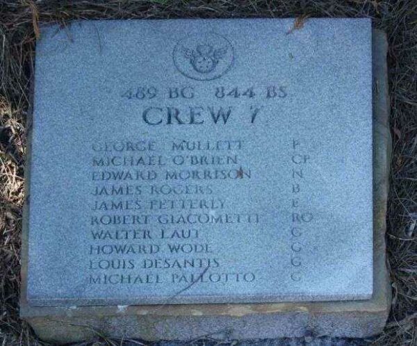 “CREW 7” B-24 WAR MEMORIAL PLAQUE