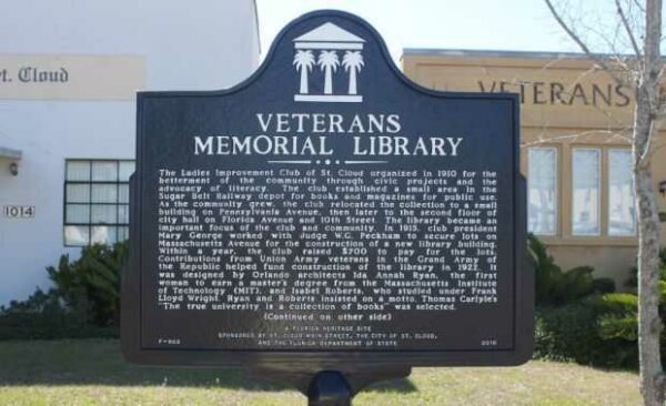 VETERANS MEMORIAL LIBRARY MARKER FRONT