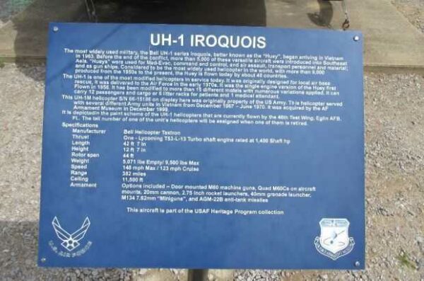 UH-1 IROQUOIS AIRCRAFT MEMORIAL PLAQUE