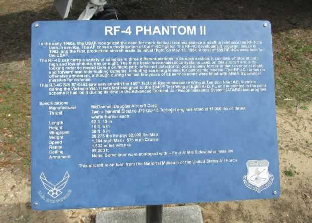 RF-4 PHANTOM II AIRCRAFT MEMORIAL PLAQUE