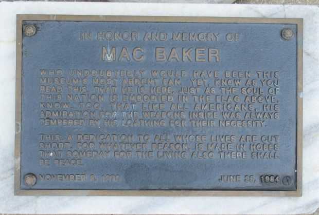 MAC BAKER MEMORIAL FLAGPOLE PLAQUE