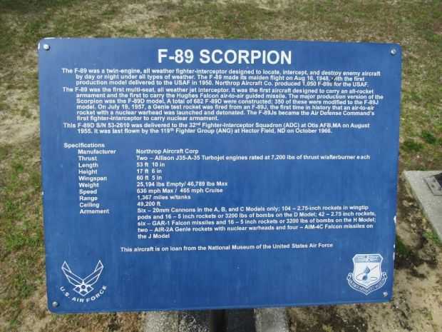 F-89 SCORPION AIRCRAFT MEMORIAL PLAQUE