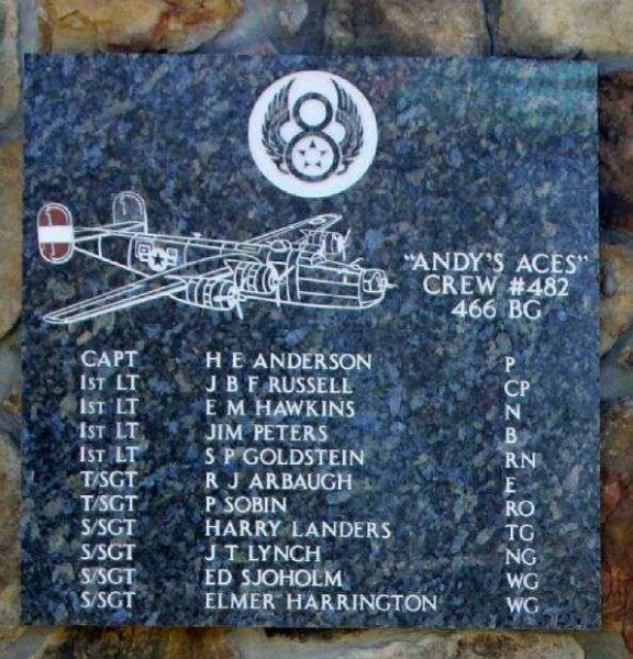 “ANDY’S ACES” B-24 WAR MEMORIAL PLAQUE