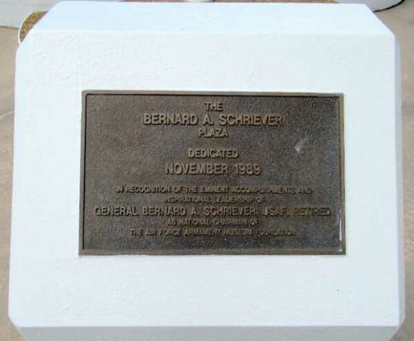 BERNARD A. SCHRIEVER PLAZA MEMORIAL PLAQUE