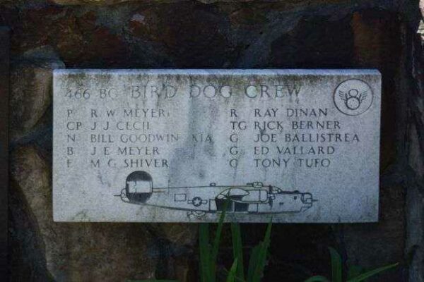 “BIRD DOG CREW” B-24 WAR MEMORIAL PLAQUE