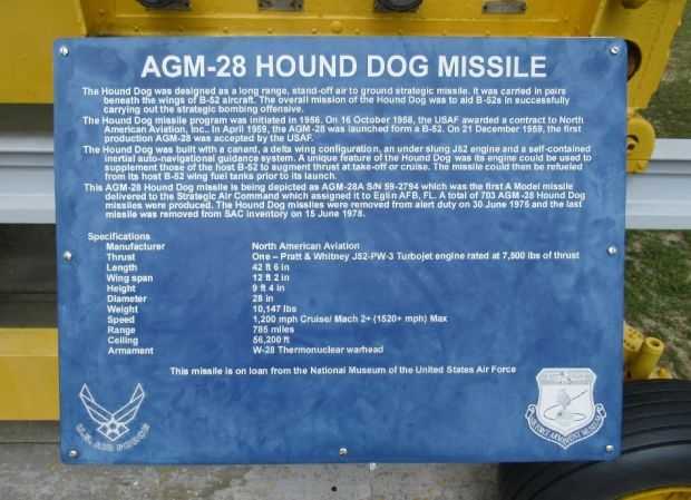 AGM-28 HOUND DOG MISSILE MEMORIAL PLAQUE