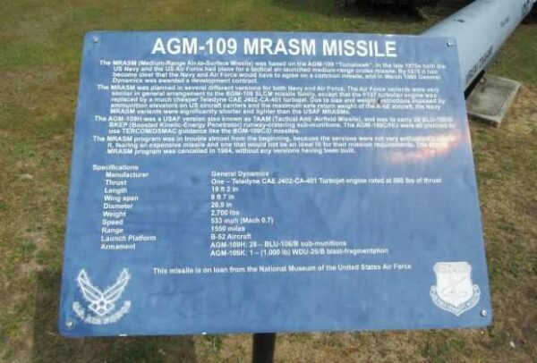 AGM-109 MRASM MISSILE WAR MEMORIAL PLAQUE