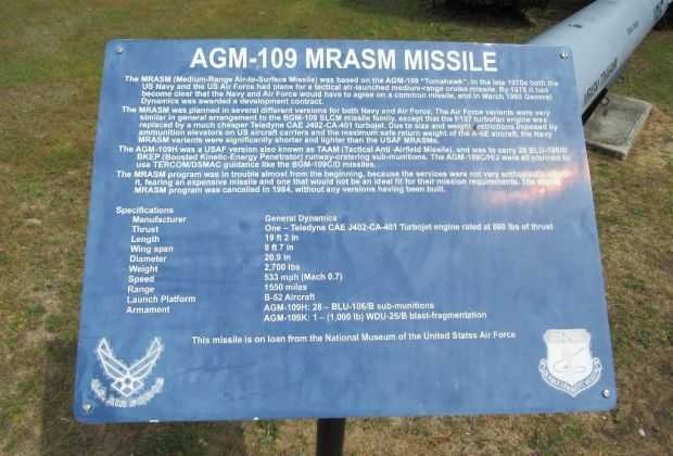 AGM-109 MRASM MISSILE WAR MEMORIAL PLAQUE
