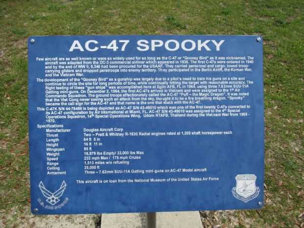AC-47 SPOOKY AIRCRAFT MEMORIAL PLAQUE