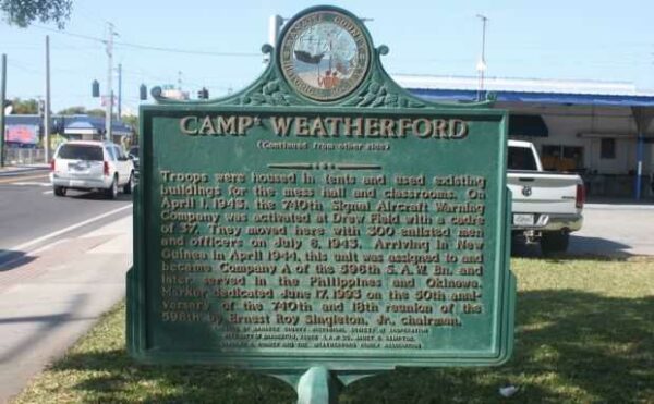 CAMP WEATHERFORD WAR MEMORIAL MARKER BACK