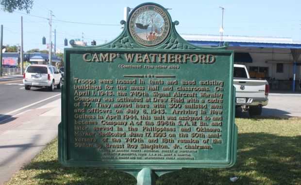 CAMP WEATHERFORD WAR MEMORIAL MARKER BACK