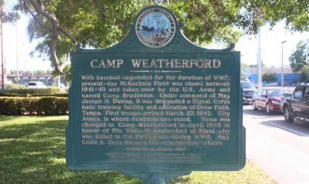 CAMP WEATHERFORD WAR MEMORIAL MARKER FRONT