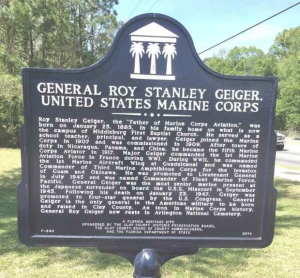 GENERAL ROY STANLEY GEIGER WAR MEMORIAL MARKER
