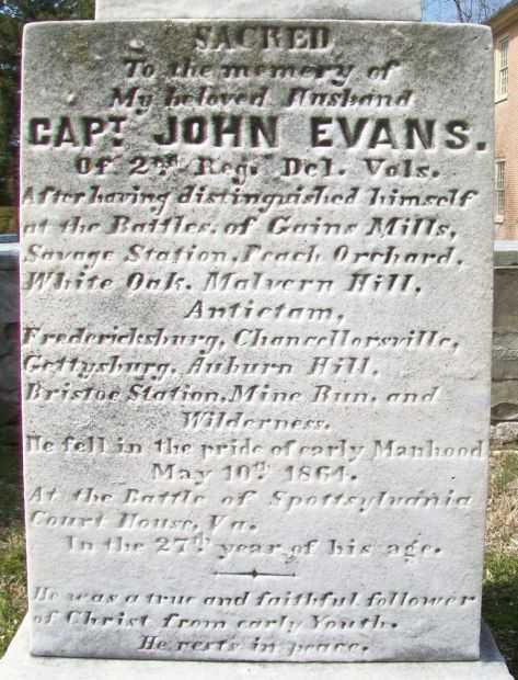 CAPTAIN JOHN EVANS WAR MEMORIAL CEMETERY STONE