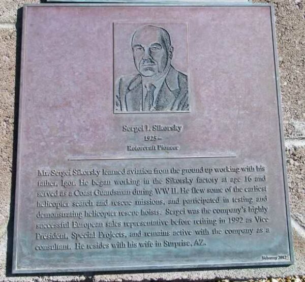 SERGEI I. SIKORSKY WAR MEMORIAL PLAQUE