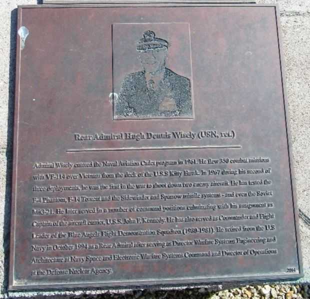 REAR ADMIRAL HUGH DENNIS WISELY (USN, RET) WAR MEMORIAL PLAQUE