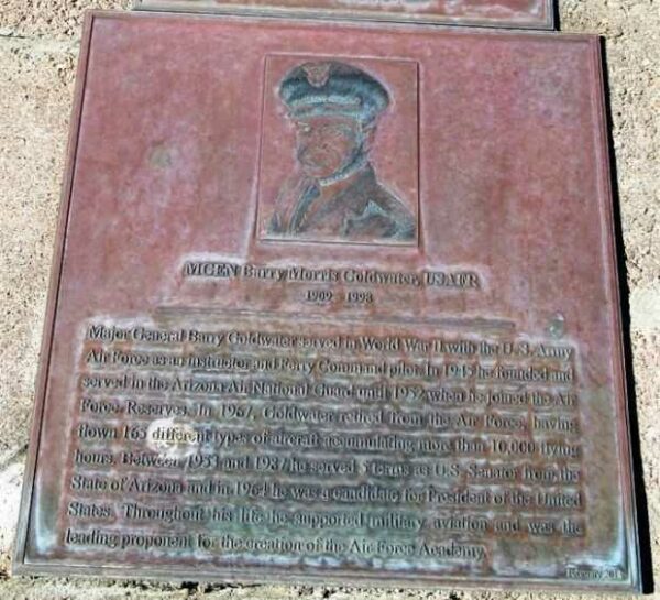 MGEN BARRY MORRIS GOLDWATER, USAFR WAR MEMORIAL PLAQUE