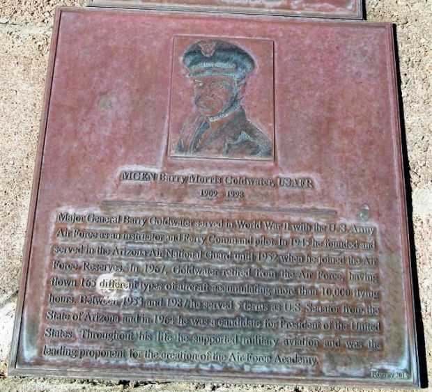 MGEN BARRY MORRIS GOLDWATER, USAFR WAR MEMORIAL PLAQUE