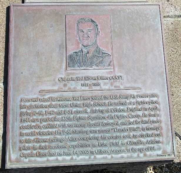 CAPTAIN TED ELVANS LINES (AAF) WAR MEMORIAL PLAQUE