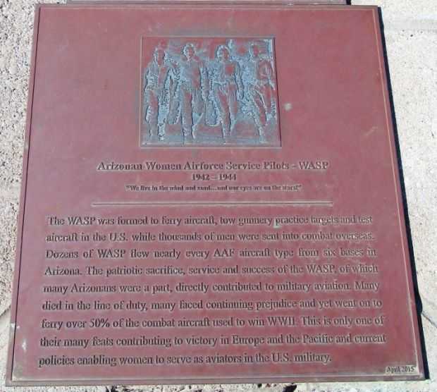 ARIZONAN WOMEN AIR FORCE SERVICE PILOTS-WASP WAR MEMORIAL PLAQUE