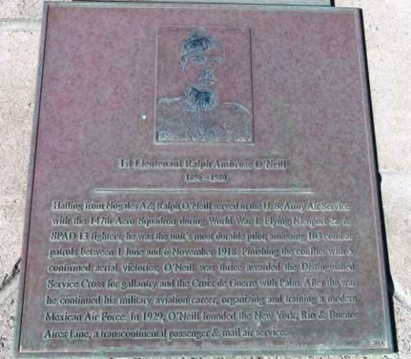 1ST LIEUTENANT RALPH AMBROSE O’NEILL WAR MEMORIAL PLAQUE