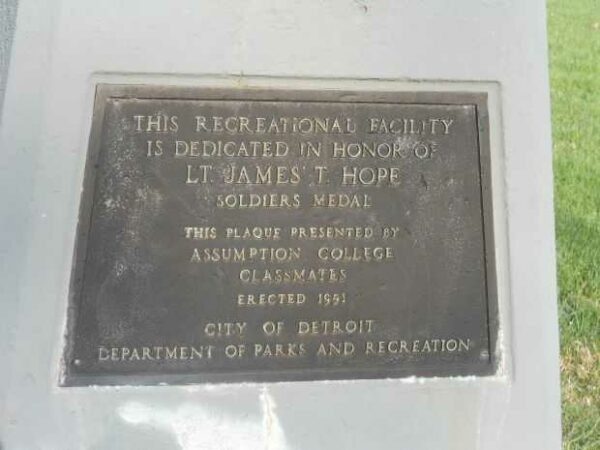 LT. JAMES T. HOPE MEMORIAL RECREATIONAL FACILITY PLAQUE