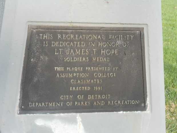 LT. JAMES T. HOPE MEMORIAL RECREATIONAL FACILITY PLAQUE