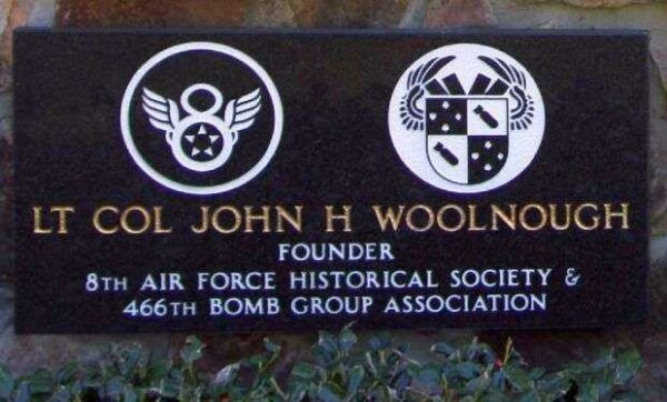 LT. COL. JOHN H. WOOLNOUGH WAR MEMORIAL PLAQUE