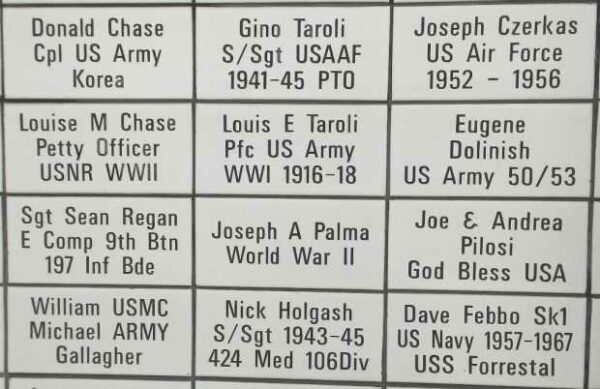 OLD FORGE VETERANS MEMORIAL BRICK SECTION B