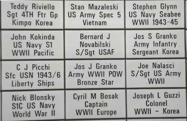 OLD FORGE VETERANS MEMORIAL BRICK SECTION A