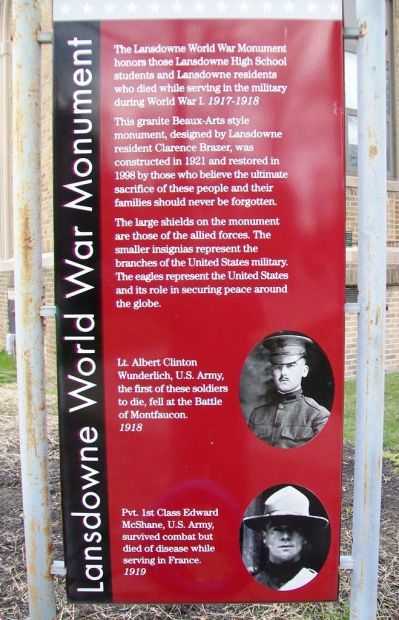 LANSDOWNE WORLD WAR MONUMENT MARKER