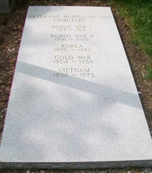 ST. JOHN’S CATHOLIC CEMETERY VETERANS MEMORIAL TABLET B