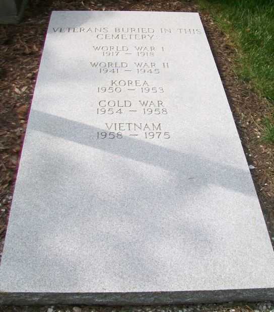 ST. JOHN’S CATHOLIC CEMETERY VETERANS MEMORIAL TABLET B