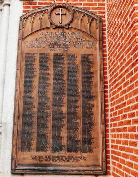 ST. ALPHONSUS PARISH SECOND WORLD WAR MEMORIAL PLAQUE