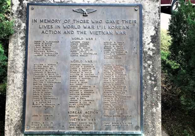 CATAHOULA PARISH WAR VETERANS MEMORIAL PLAQUE