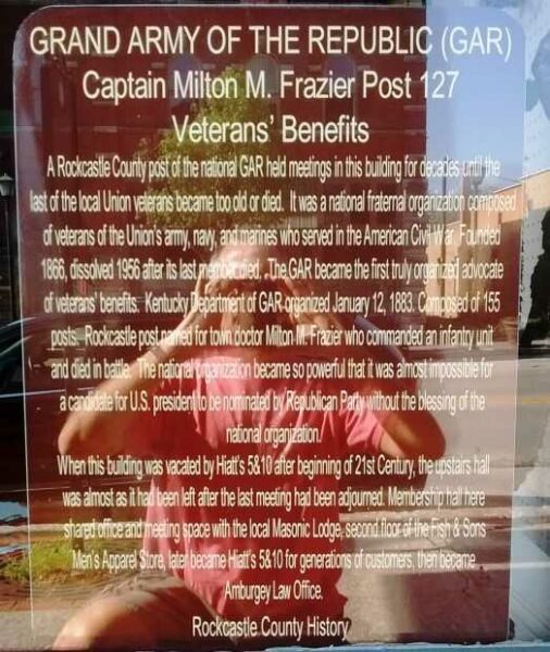 GRAND ARMY OF THE REPUBLIC  (GAR) MEMORIAL PLAQUE