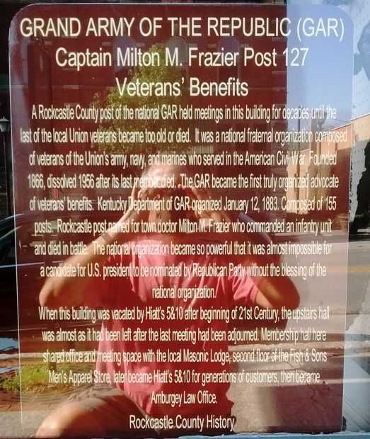 GRAND ARMY OF THE REPUBLIC  (GAR) MEMORIAL PLAQUE