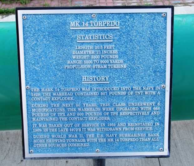 MK 14 TORPEDO WAR MEMORIAL PLAQUE