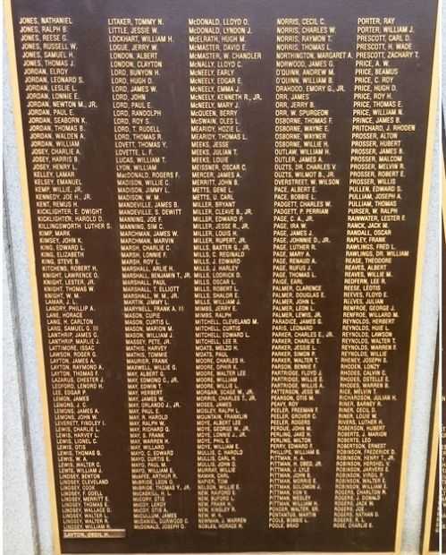 WASHINGTON COUNTY WORLD WAR II MEMORIAL PLAQUE C