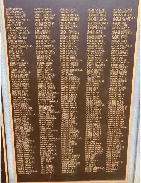 WASHINGTON COUNTY WORLD WAR II MEMORIAL PLAQUE B