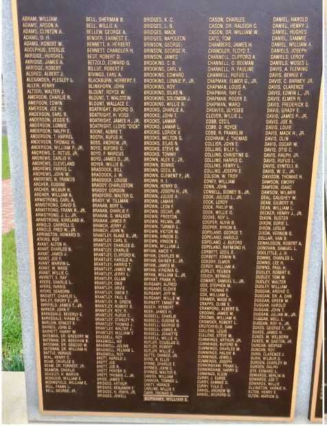 WASHINGTON COUNTY WORLD WAR II MEMORIAL PLAQUE A