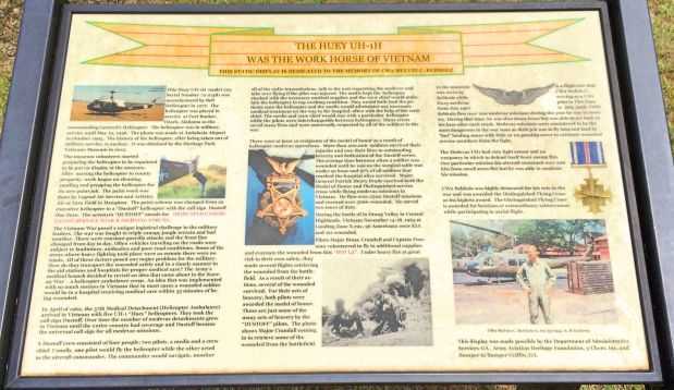 THE HUEY UH-1H WAR MEMORIAL HELICOPTER PLAQUE