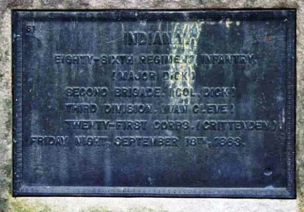 INDIANA EIGHTY-SIXTH REGIMENT INFANTRY WAR MEMORIAL PLAQUE